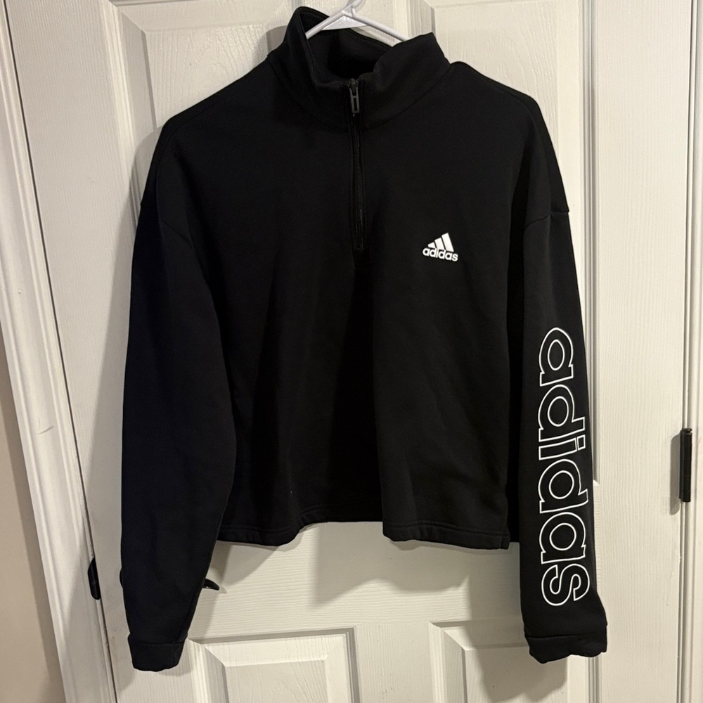 Adidas Black Half-Zip Sweatshirt with Logo